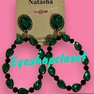 Natasha green new without tags  crystal earrings